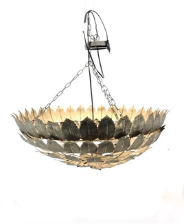 Golden hanging lamp with leaves