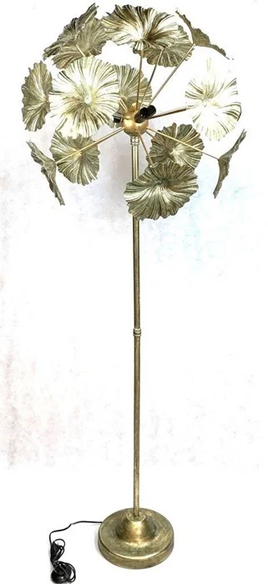 Standing Lamp Leaves Oxidize Gold